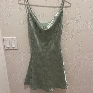 Lulus sage floral cowl neck dress